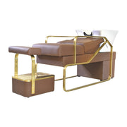 Shampoo Unit Bed Brown with Gold Foot Rest